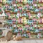 Kids Watercolor Medieval House with Plants Wallpaper Mural