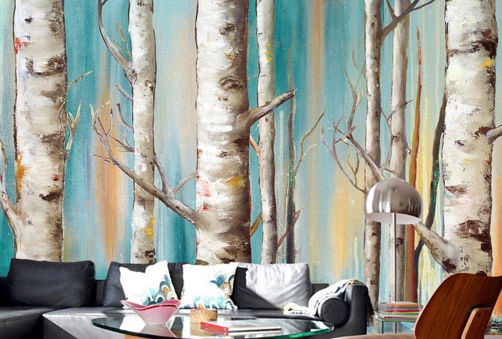 Oil Painting Tree Branch Wallpaper Mural - Peel and Stick