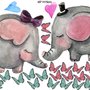 Kids Cute Elephant and Little Butterfly Wall Decal Sticker