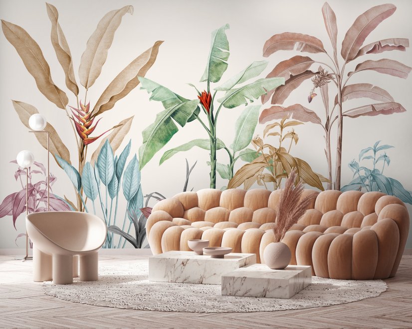 Colorful Tropical Banana Tree Wallpaper Mural