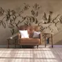 3D Embossed Look Cement Floral Tree Wallpaper Mural