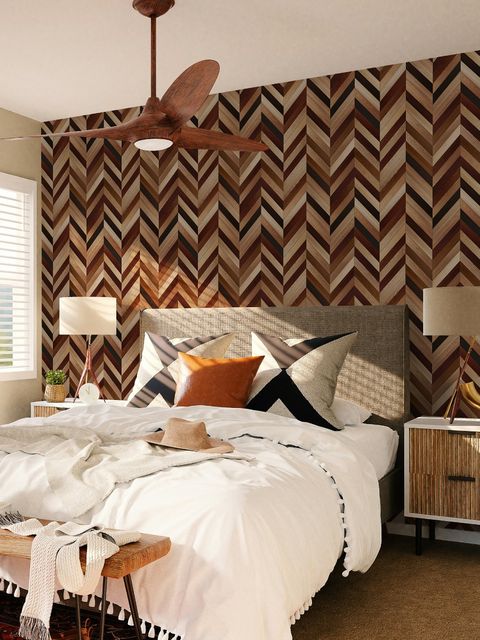 Fototapete mit geometrischem Chevron-Muster in Holzoptik