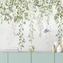 Green Hanging Leaves with Colorful Birds Wallpaper Mural