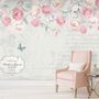 Pink Victorian Vine Flower Wallpaper Mural