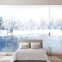 Aquarell Winterlandschaft und See Fototapete
