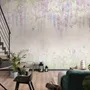Watercolor Hanging Wisteria Flowers with Hummingbirds Wallpaper Mural 