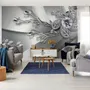 Silver Crystal Daisy Floral Wallpaper Mural