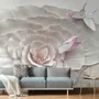 3D Embossed Look Flowers and Butterfly Wallpaper Mural