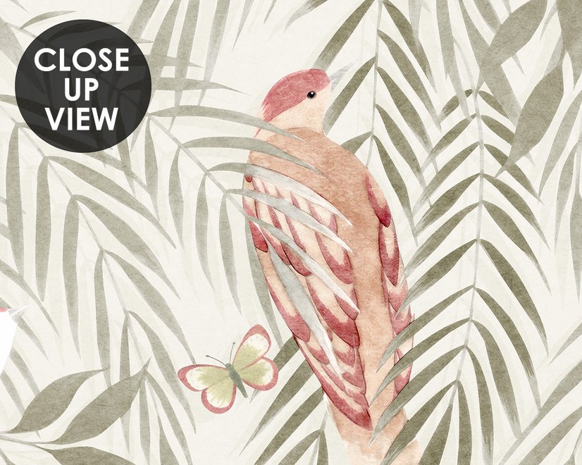 Watercolor Tropical Bird Garden Wallpaper Mural