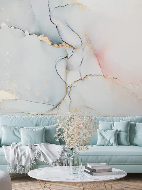 Soft Neutral Abstract Marble Art Wallpaper Mural