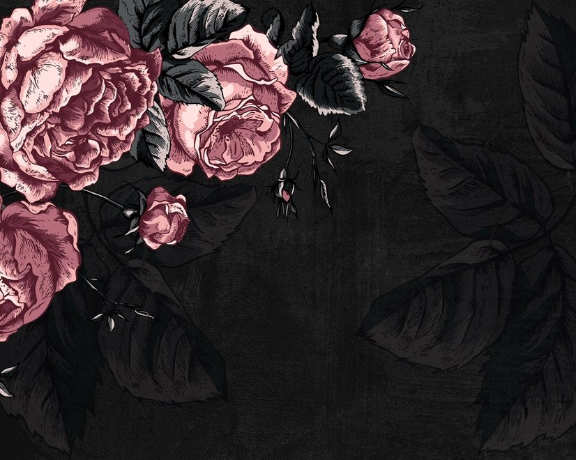 Papier peint floral sombre dessin de pivoine