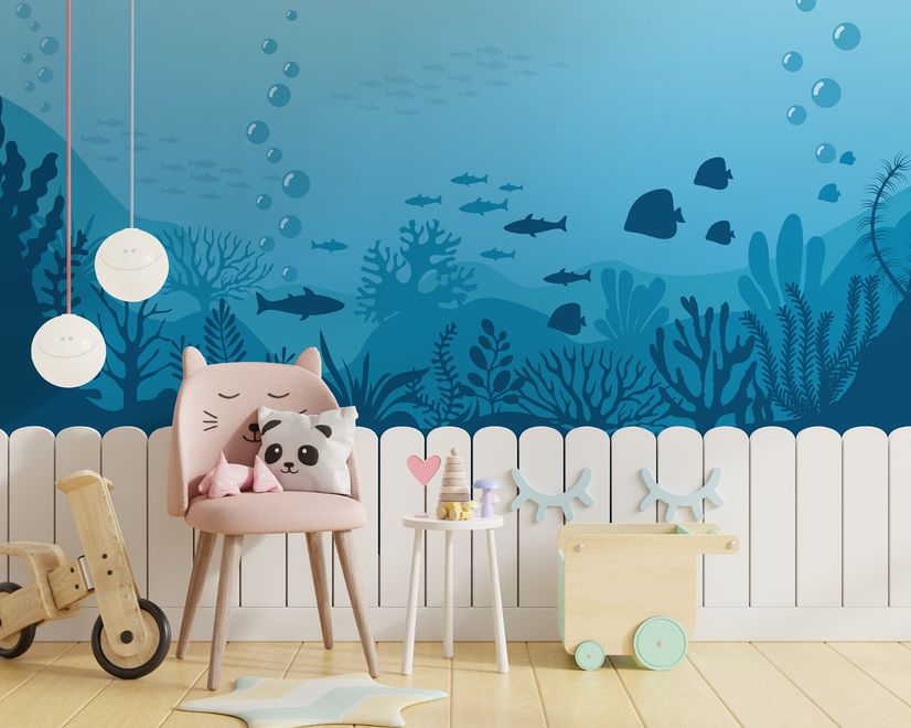 Kids Underwaters and Fish Wallpaper Mural