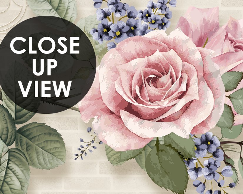 Papier peint panoramique floral vintage rose pastel