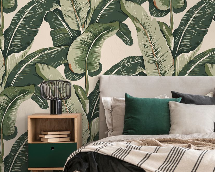 Retro Banana Leaves Pattern Wallpaper Mural