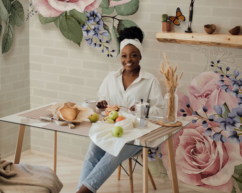 Vintage Pastel Pink Floral Wallpaper Mural