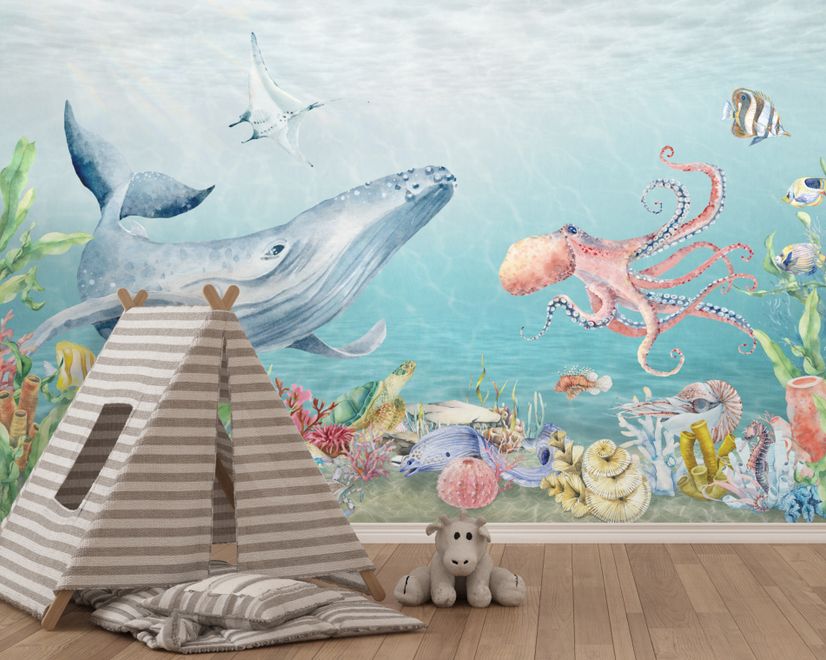 Kids Cute Whale Undersea Wallpaper Murals