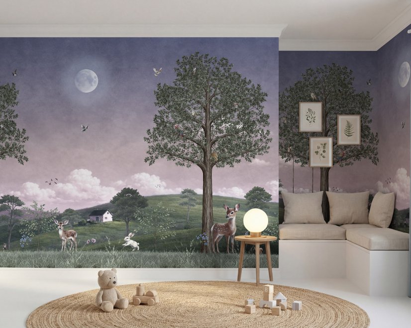 Kids Forest Animals Landscape Wallpaper Mural
