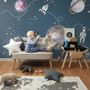 Kids Shining Space with Watercolor Bear Astronaut Wallpaper Mural