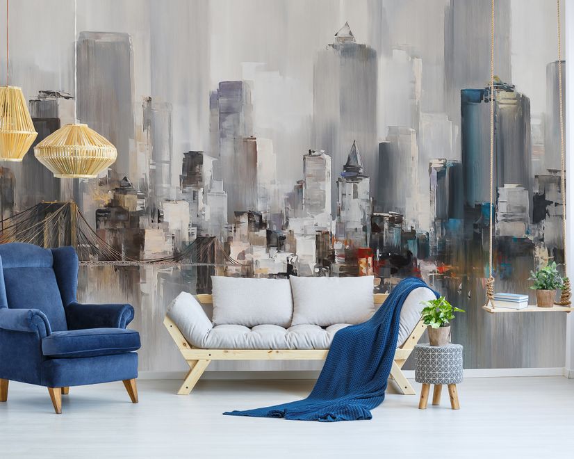Papier peint aquarelle paysage New York
