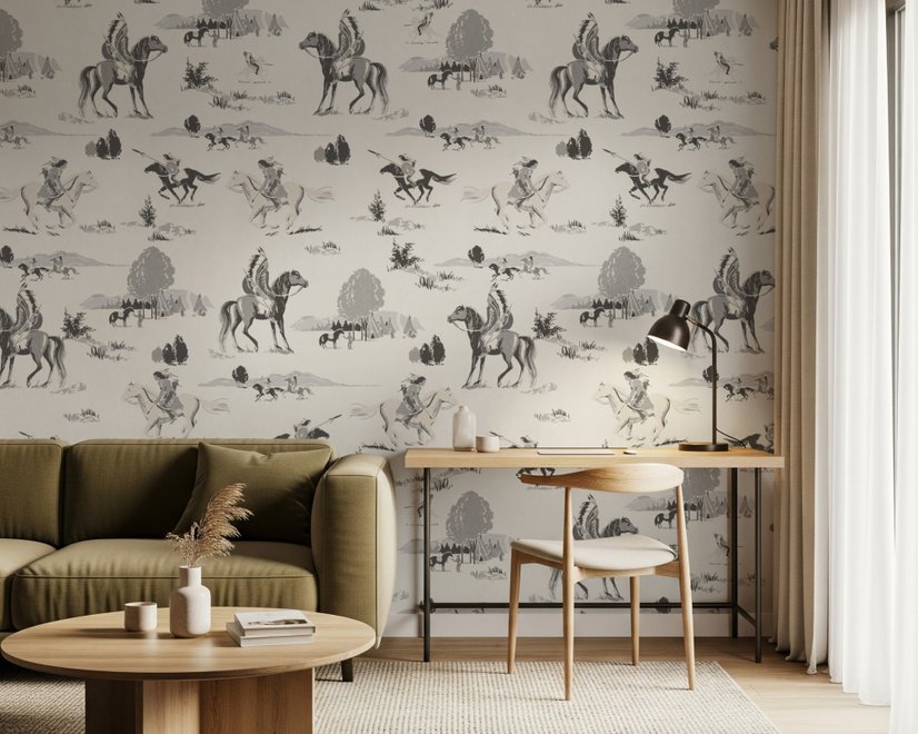 Retro Western Cowboys Wallpaper Mural