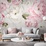 Nursery Watercolor Pink Peony Floral Blossom Wallpaper Mural