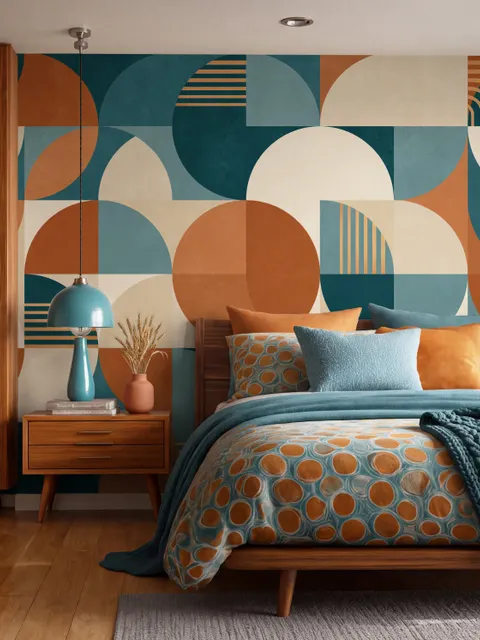 Retro Abstract Geometric Shapes Wallpaper Mural