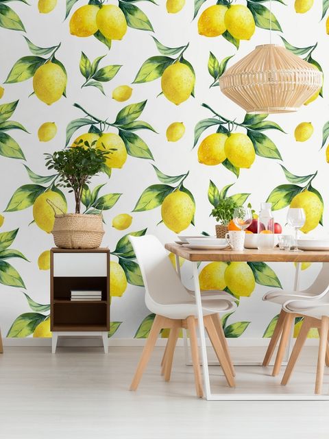 Lemon with Leaf Wallpaper Mural