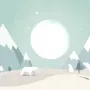 Papier peint panoramique panoramique pour enfants avec un ours mignon et un ciel vert