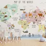 Kids Nursery Educational Continent World Map Wallpaper Mural