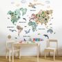 Kids Watercolor World Map Wall Decal Sticker