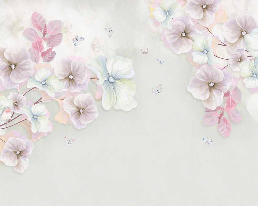 Watercolor Soft Flower Wallpaper Mural