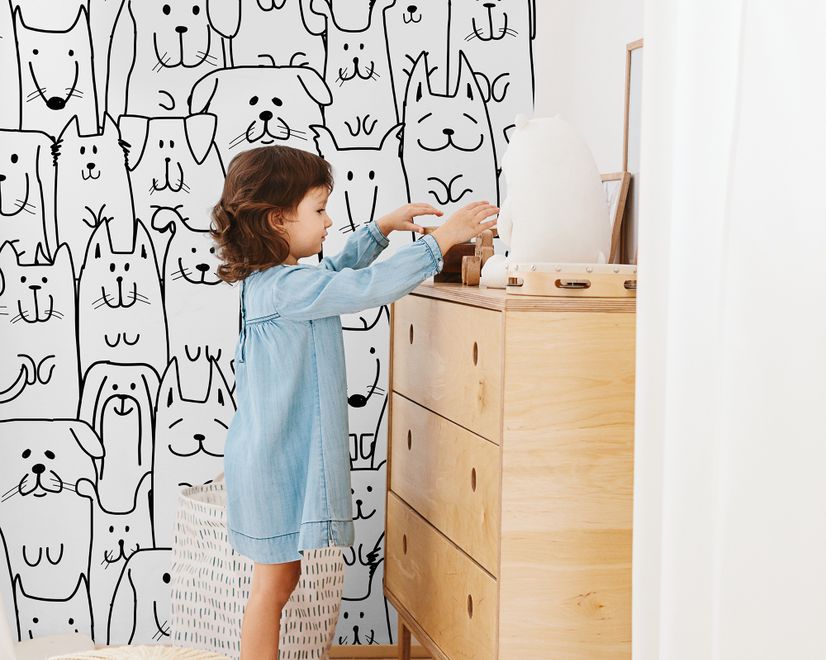 Cute Dog Face Pattern for Kids Wallpaper Mural