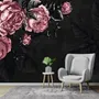 Dark Floral Peony Flower Drawing Wallpaper Mural