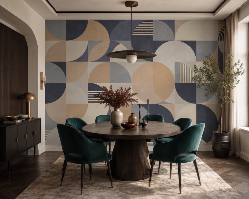 Retro Abstract Geometric Shapes Wallpaper Mural