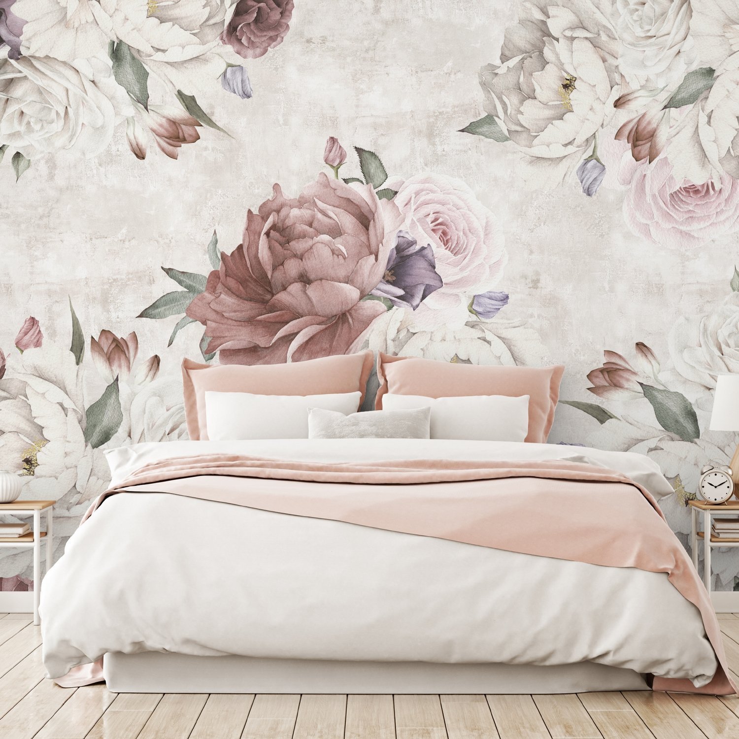 Soft Peony Floral Wallpaper Mural - Peel and Stick