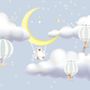 Kids Cartoon Cloud and Yellow Moon Wallpaper Mural