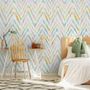 Fototapete Aquarell-Multicolor-Chevron-Ikat-Design