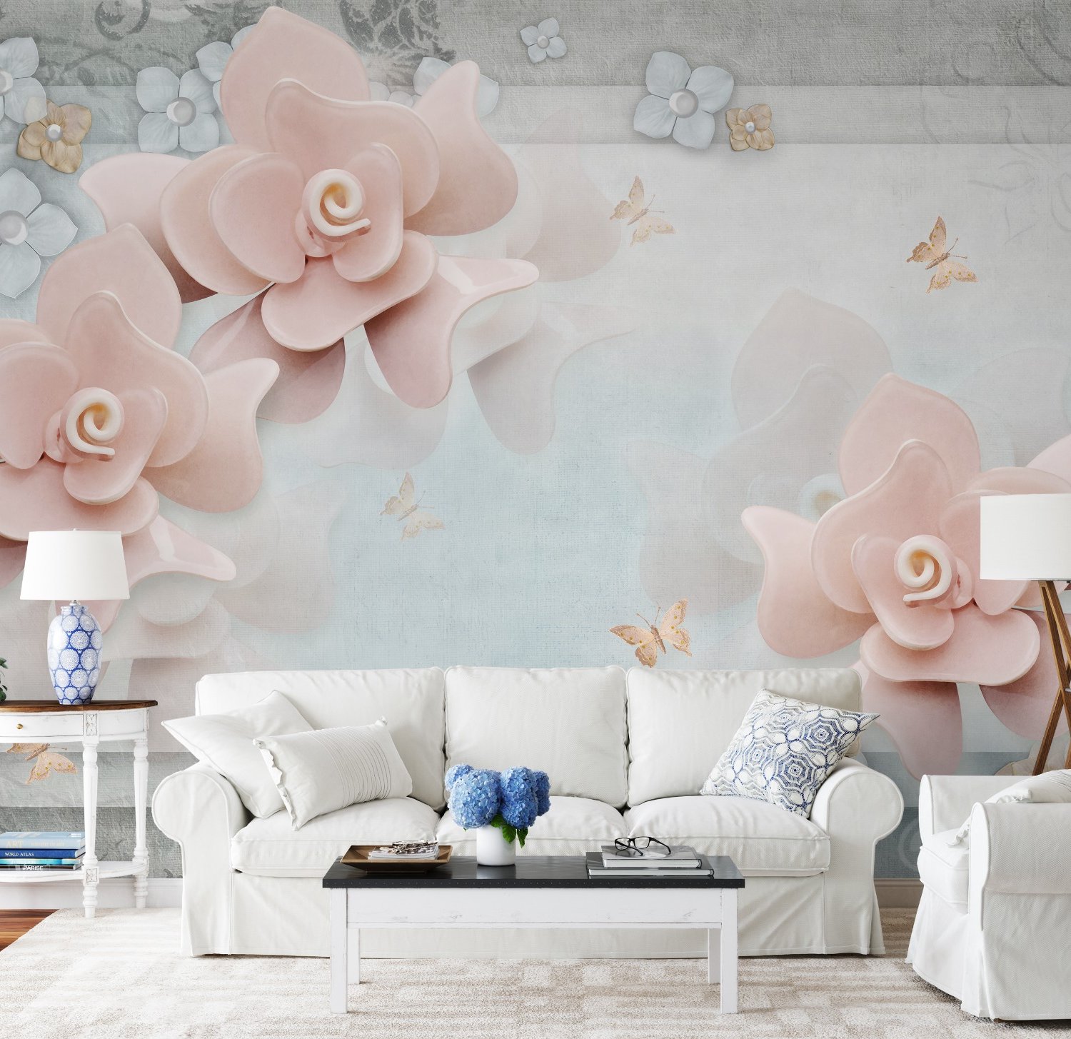 Elegant Rose Floral Wallpaper Mural - Peel and Stick