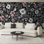 Dark Floral with White Daisy Wallpaper Mural