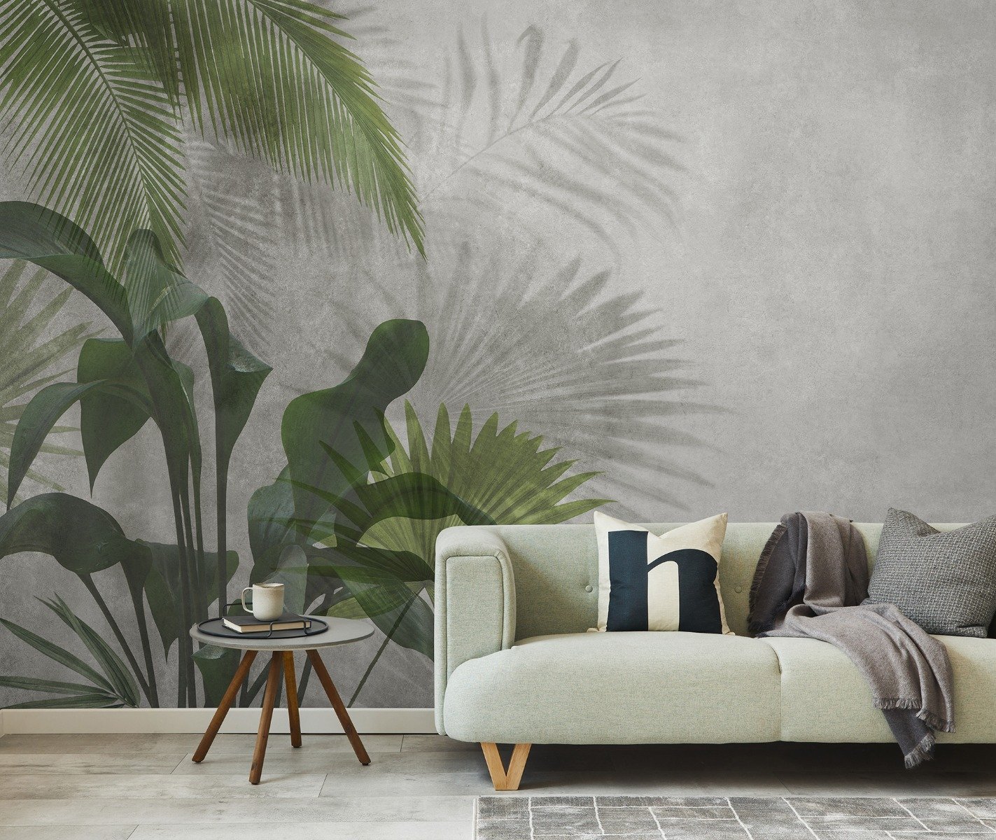 Tropical Green Palm Leaves Wallpaper Mural - Peel and Stick