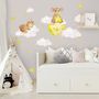 Kids Watercolor Mouse on the Yellow Moon with Little Stars Wall Decal Sticker