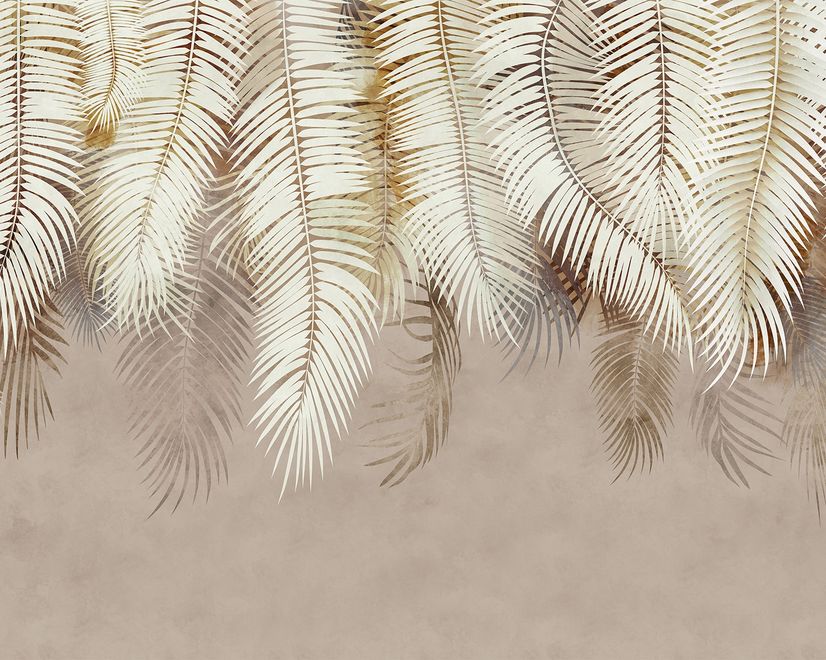 Neutral Tropical Palm Leaf Wallpaper Mural