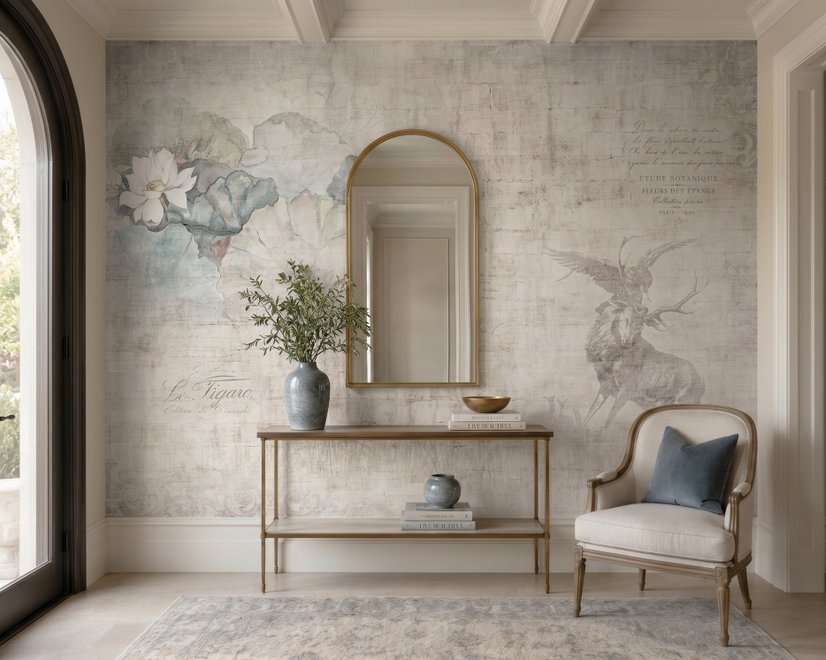 Nostalgic Lotus Flowers Wallpaper Mural
