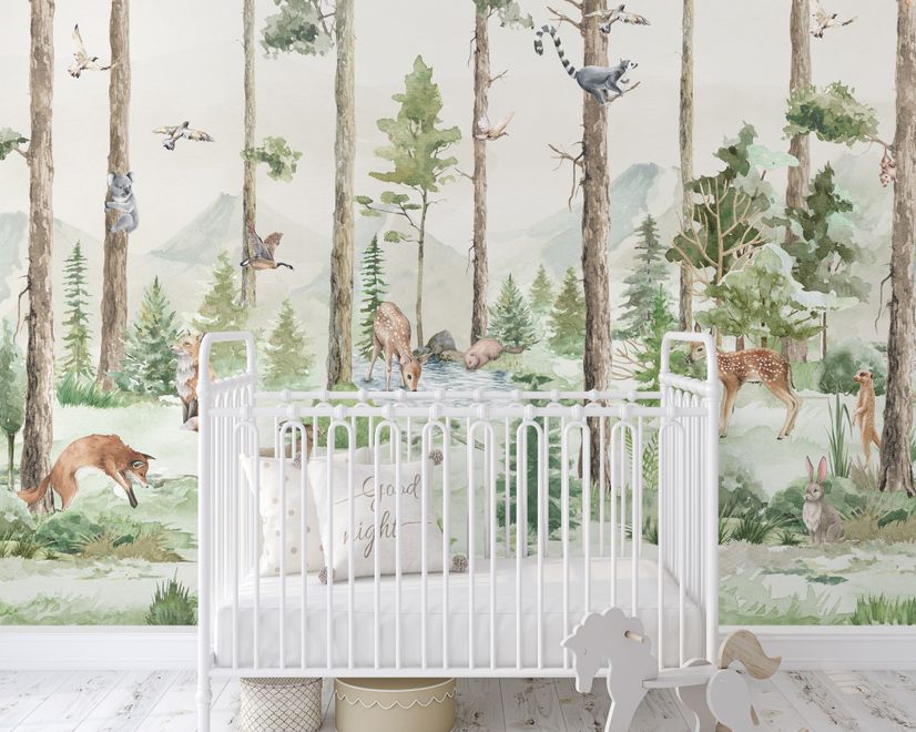 Kids Forest Animals in the Jungle Wallpaper Mural