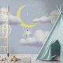 Kids Cartoon Cloud and Yellow Moon Wallpaper Mural