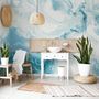 Marble Style Blue Brush Paint Art Wallpaper Mural