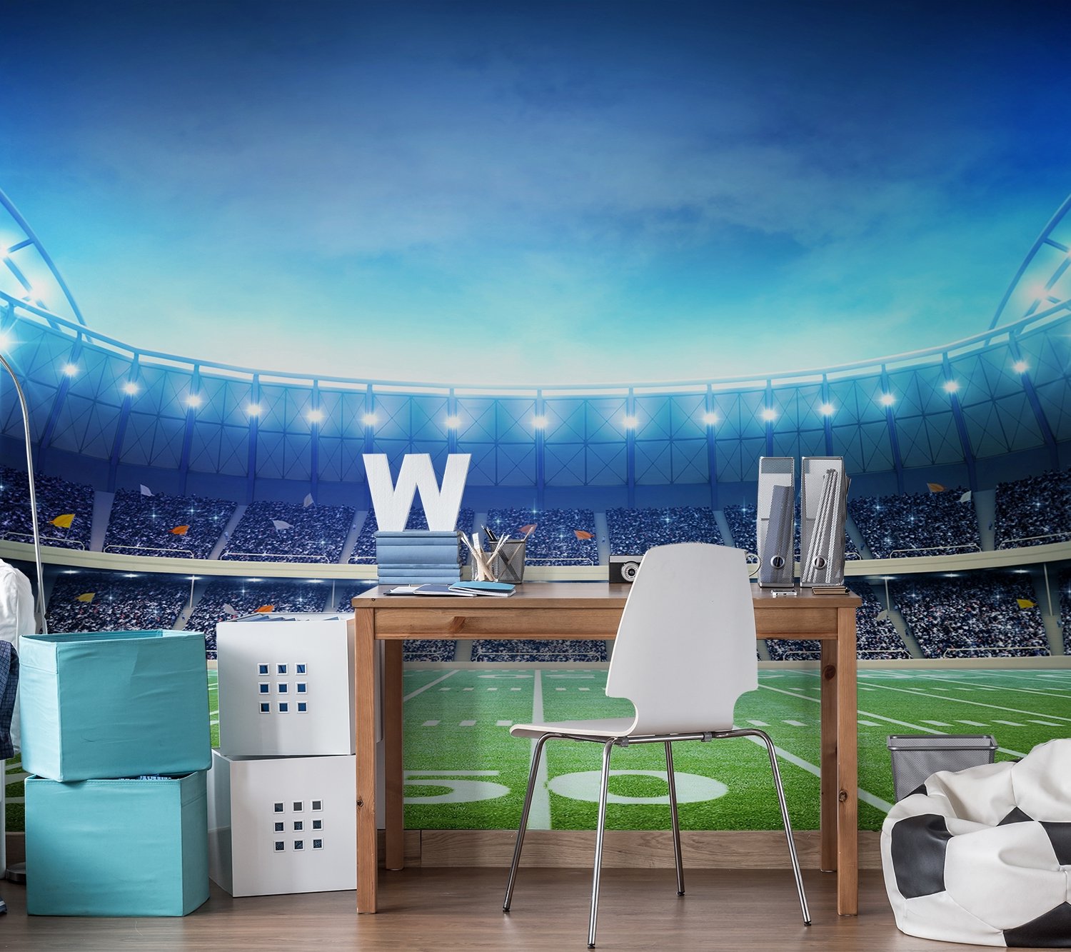 Football Sport Stadium Wallpaper Mural - Peel and Stick