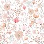 Kids Soft Light Pink / Blue Wildflowers Floral Pattern Wallpaper Mural