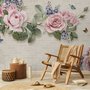 Vintage Pastel Pink Floral Wallpaper Mural