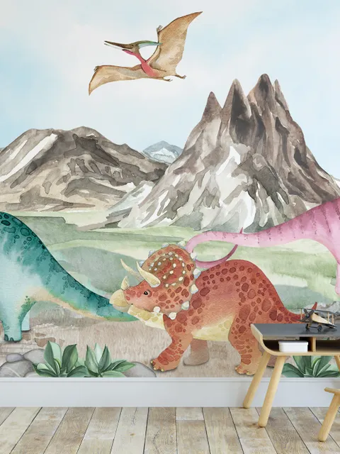 Süße bunte Welt der Dinosaurier Fototapete